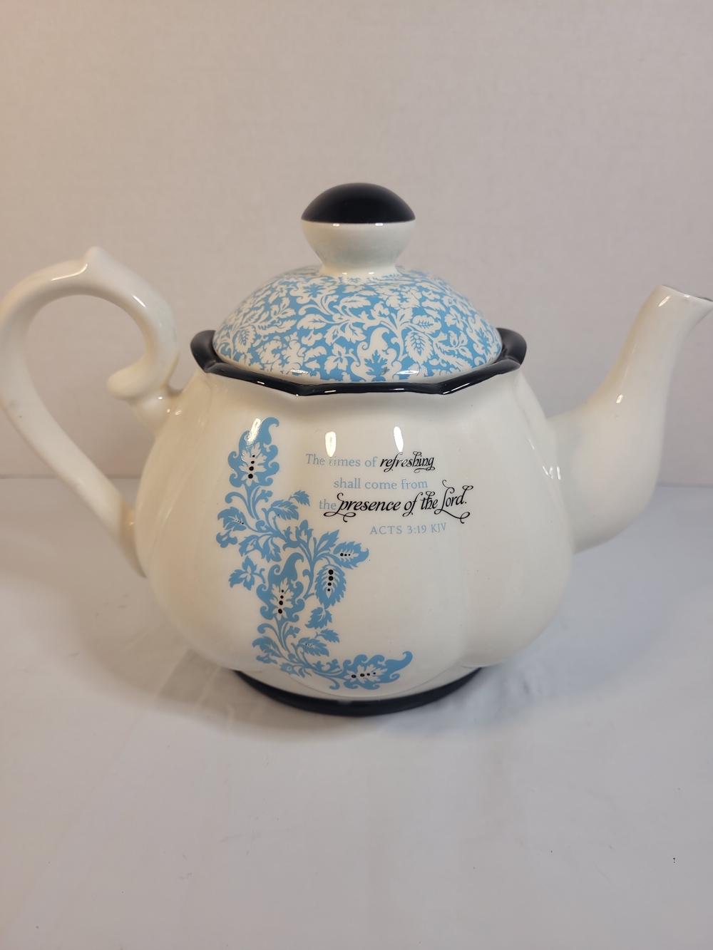 Day Spring Blue & White Scripture Teapot With Acts 3:19 (S)